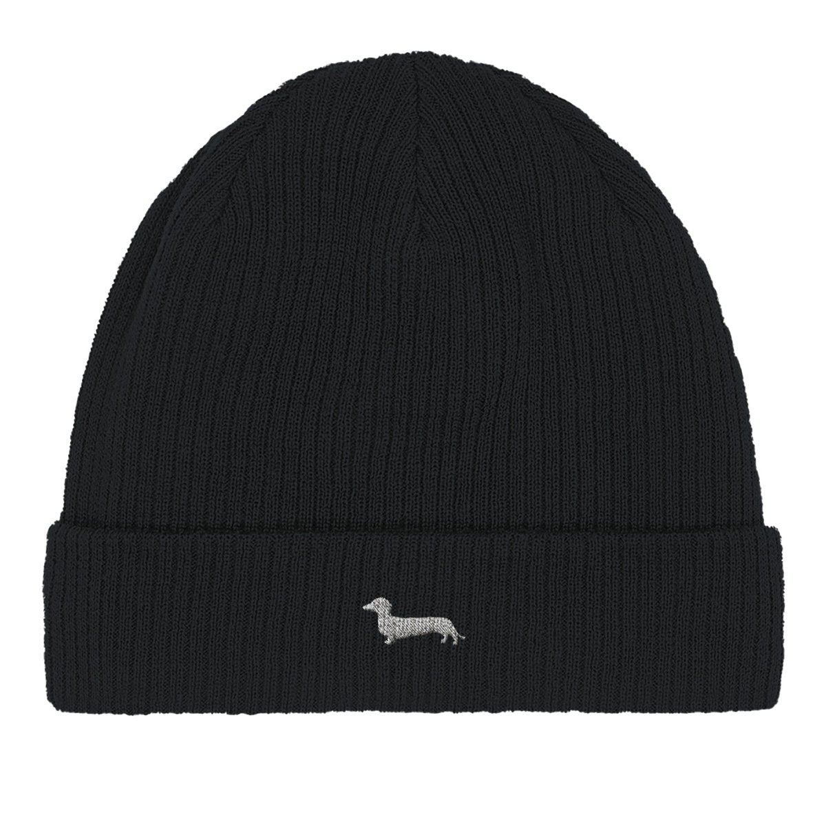 Dackel Baumwoll-Beanie "Pablo" - Motiv hell - Black