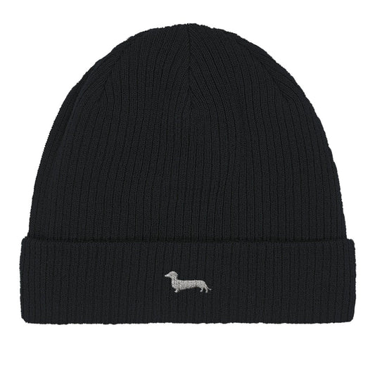 Dackel Baumwoll-Beanie "Pablo" - Motiv hell - Black