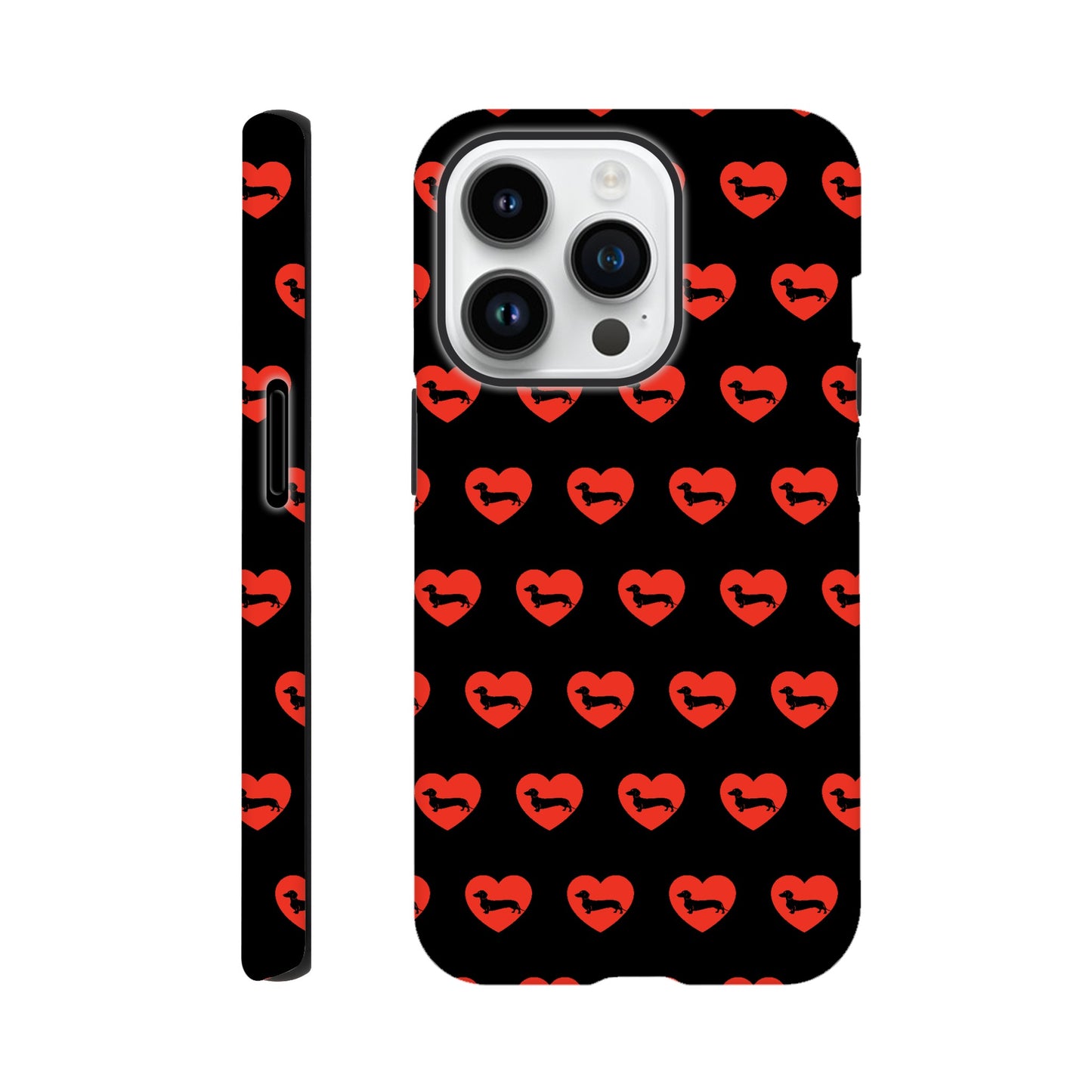 Dackel iPhone Handyhülle "Pablo Love" - Motiv Muster schwarz - iPhone 14 Pro