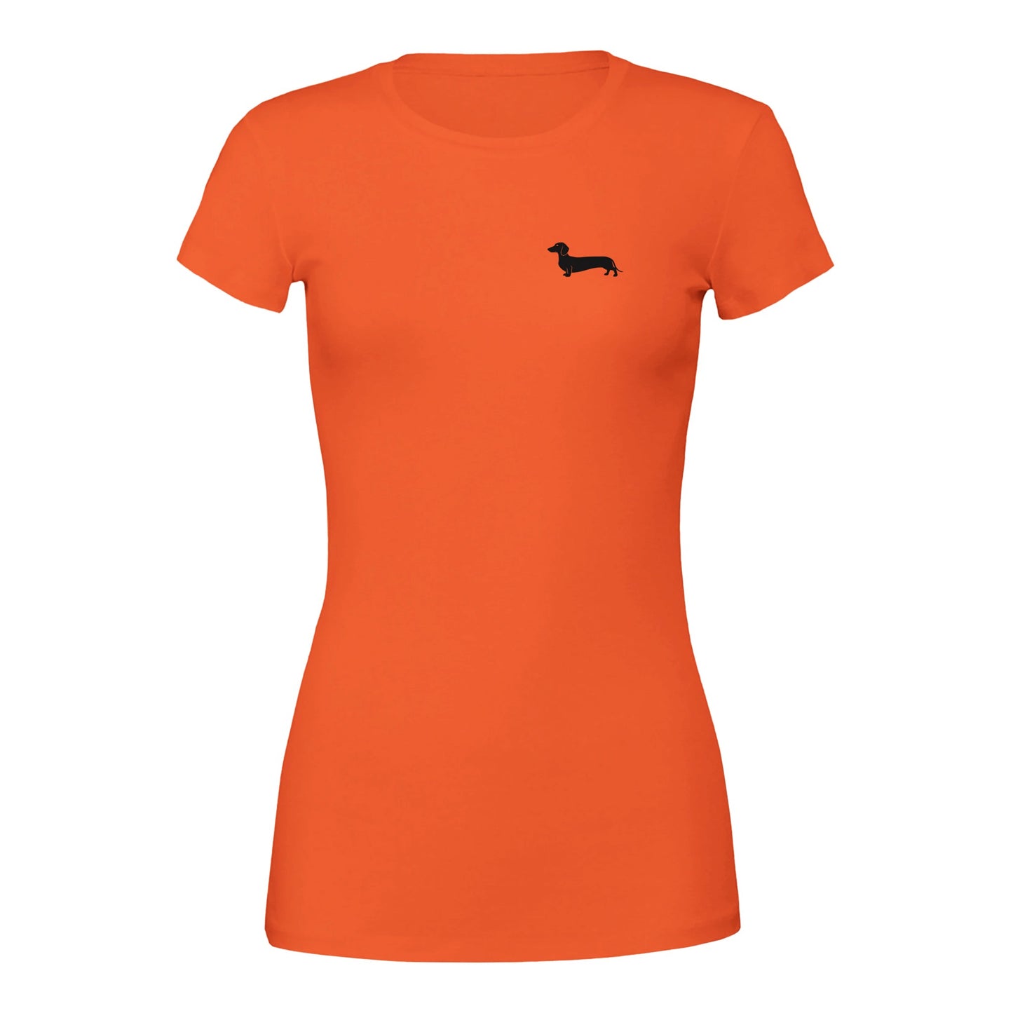 Dackel Damen T-Shirt "Pablo" - Motiv schwarz - Orange