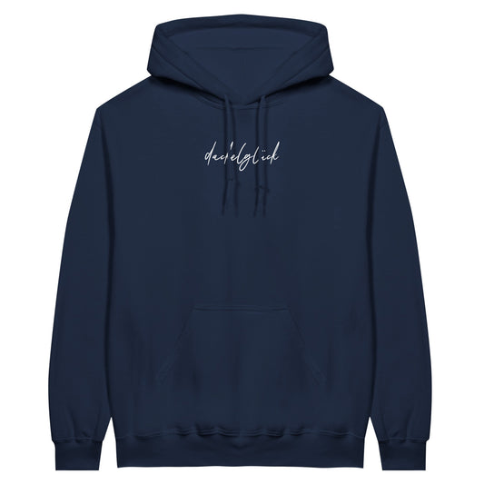 Dackel Hoodie "Dackelglück" Unisex Pullover - Motiv weiß - Navy