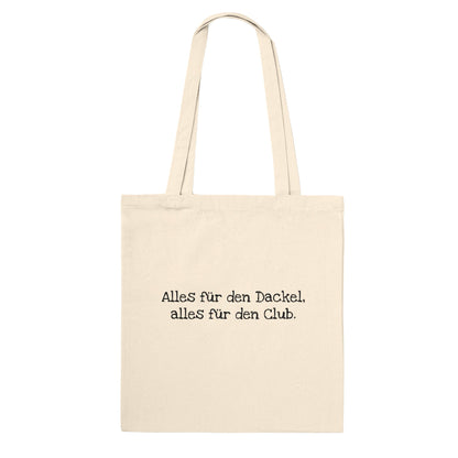 Dackel Tote Bag "Alles für den Dackel, alles für den Club" - Motiv schwarz - Default Title